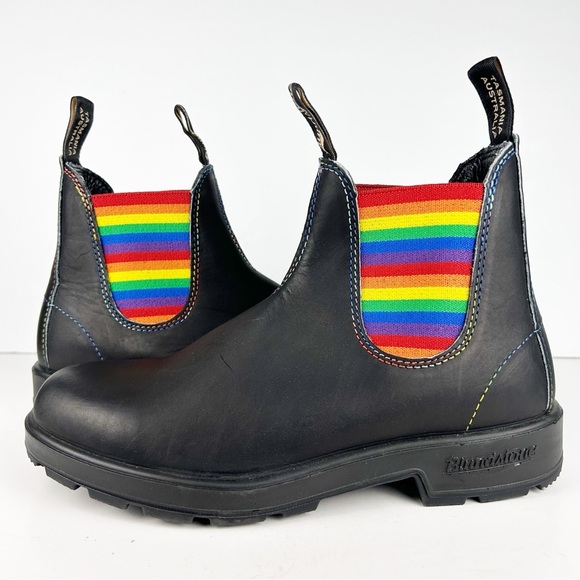 Blundstone 2105 Original Chelsea Rainbow Black Leather Unisex Slip On Boots EUC - Picture 1 of 16